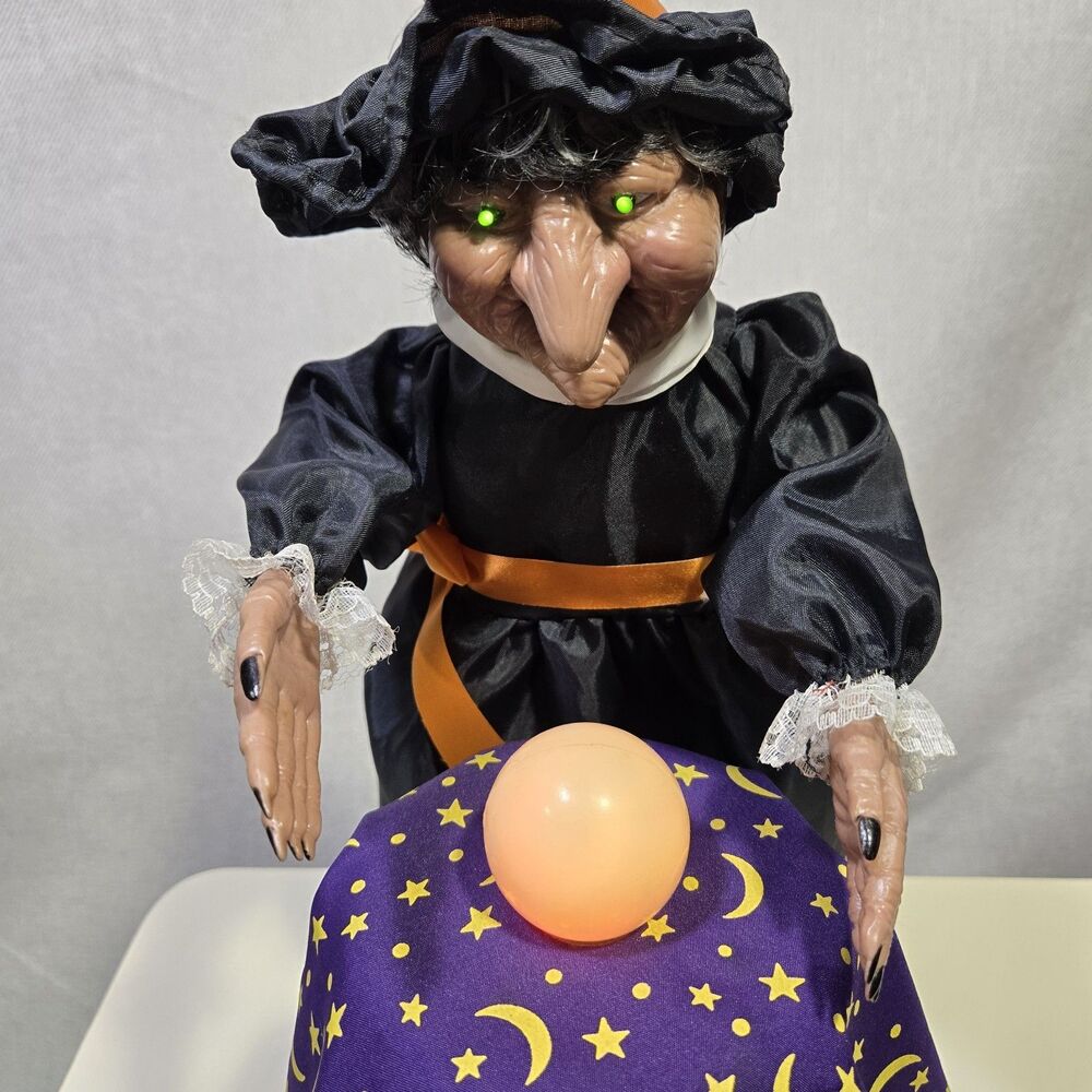 Spooky Hollow Animated Fortune Telling Witch  18” 1995 Lights Sounds TESTED